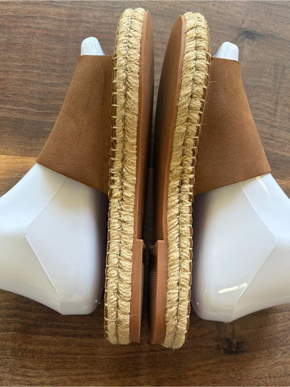 Abercrombie & Fitch New! Brown Slide Sandals with Espadrille Stitching size 38